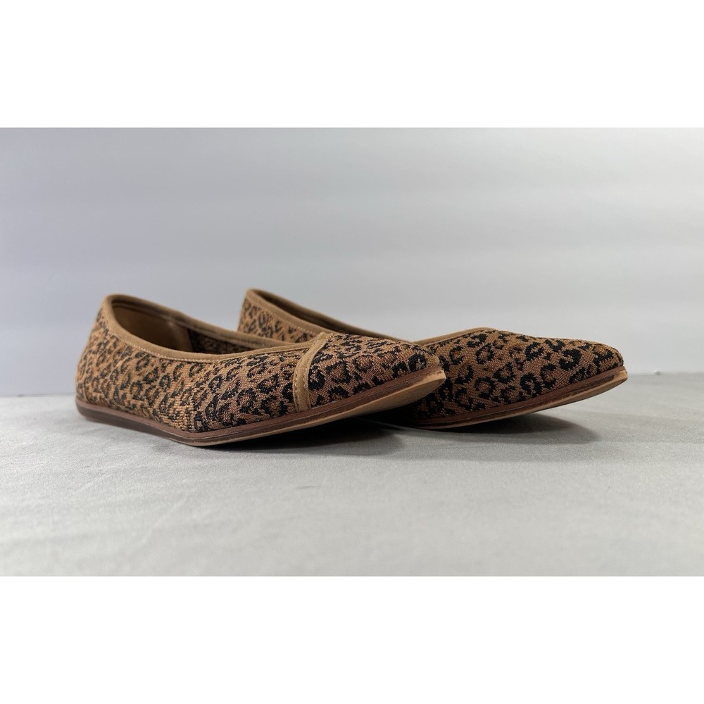 TOMS Katie Knit Ballet Flats‎ Shoes Brown Leopard Print Women's 6.5
